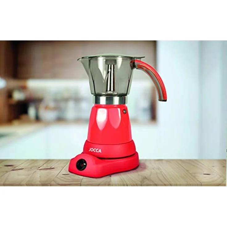 Jocca Espressokocher Italienische kaffeemaschine elektrisch 6 tassen espressomaschine elektrisch Transparent jug with cool touch handle italian coffee maker 5449R Rot – Bild 2