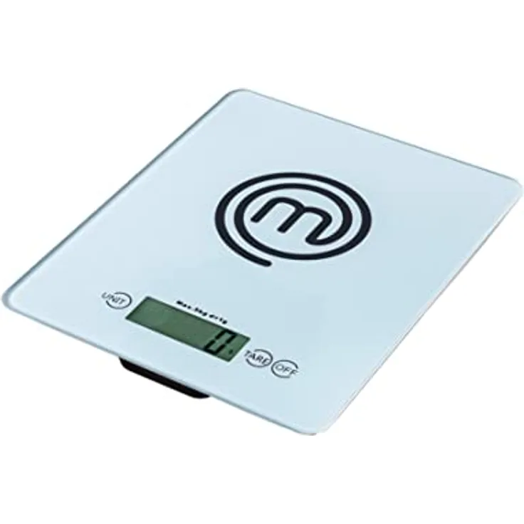 MasterChef Küchenwaage Digital, Waage zum Kochen und Backen, Kitchen Scale Klein für Gramm & Unzen (5kg-Grenze), Touch-Bedienung & Abschaltautomatik, Einscheibensicherheitsglas, Silber