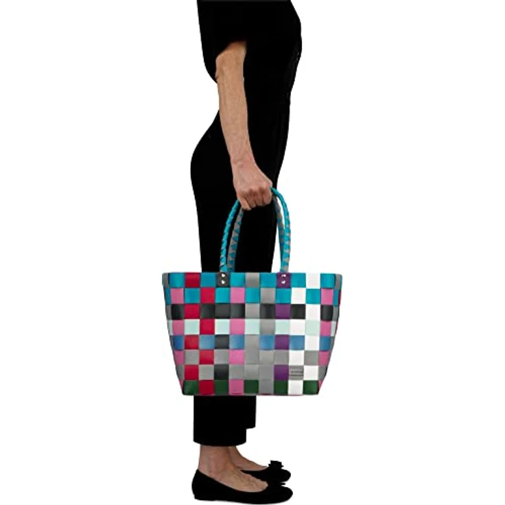 normani Einkaufstasche geflochten mit Henkeln, extra robuste Tragetasche aus 70 % recyceltem Material, 20 Liter Volumen, Farbe Classic/River – Bild 3