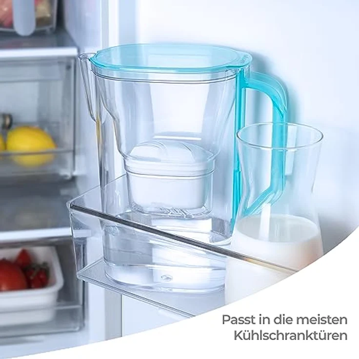 Wessper Wasserfilter kanne Für Kühlschranktür 2.7L, Wasserkaraffe mit einem aktivkohle wasserfilter Kompatibel mit Brita Maxtra Filterkartuschen, Minze – Bild 5