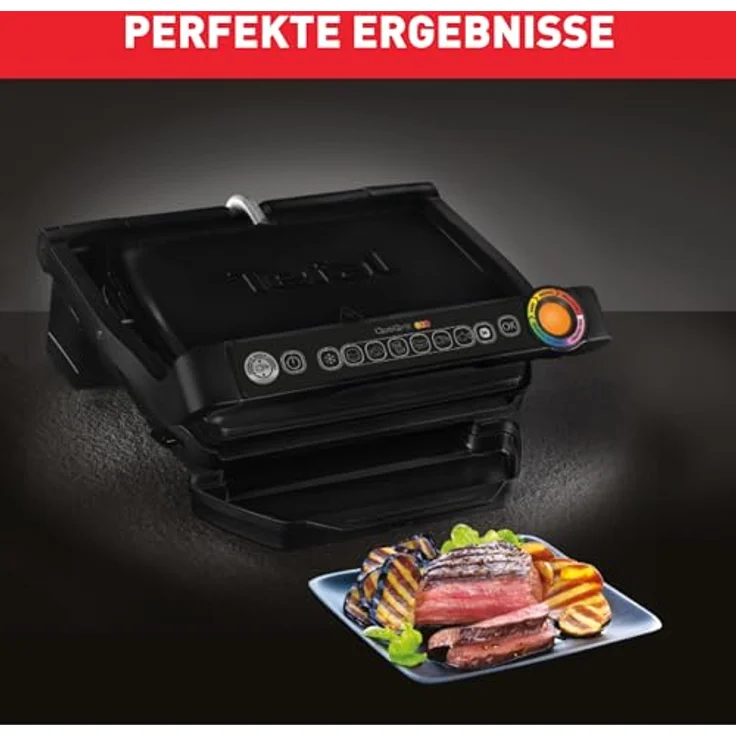 Tefal GC7058 OptiGrill Kontaktgrill, antihaftbeschichtet, 2000 Watt, 6 automatische Programmefläche 30 x 20 cm, Warmhaltefunktion, schwarz – Bild 3