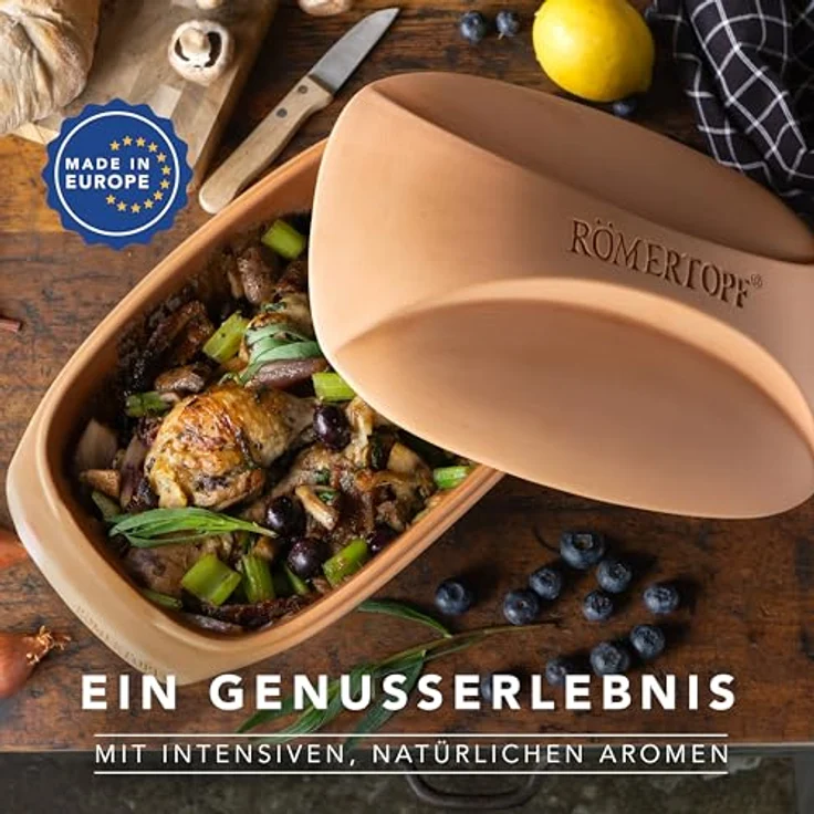 RÖMERTOPF CULINARIO Bräter, 3 Liter, antihaft Keramik, Terrakotta, für Braten und Schmoren – Bild 3