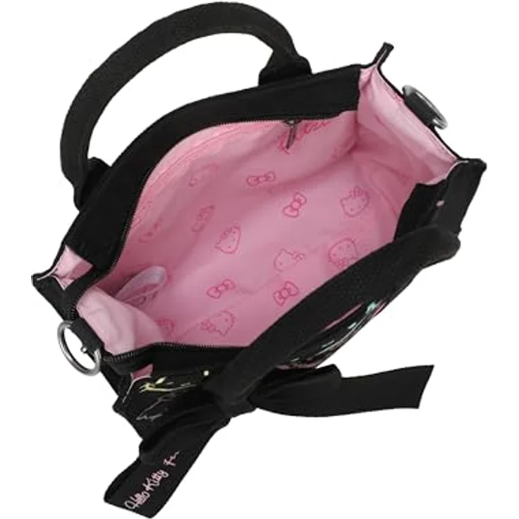 Fritzi aus Preußen Umhängetasche Hello Kitty Shopper, kompakt, 25 cm, schwarz/mehrfarbig, inklusive abnehmbarem Schulterriemen – Bild 3