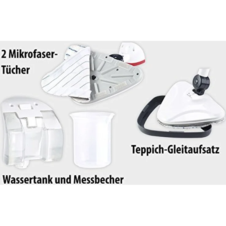 Sichler Haushaltsgeräte Dampfreiniger: 2in1-Dampfbesen DB-250 mit Dreieck-Fuß & Teppich-Gleitaufsatz, 1.300 W (Mop, Dampfreiniger Teppich, Dampfsauger) – Bild 5