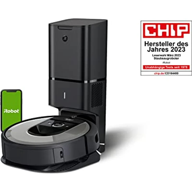 iRobot Roomba i7+ Saugroboter mit Absaugstation, 90 min Akkubetrieb, Lithium-iOn Akku - Clean Base selbstentleerend - 2 Mehrflächenbürsten (i755640) – Bild 2