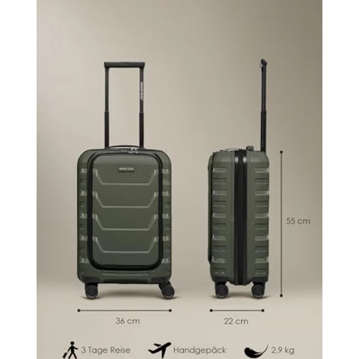 Smartbox Edition 01, 4 Rollen Kabinentrolley 55 cm mit Laptopfach, oliv – Bild 7