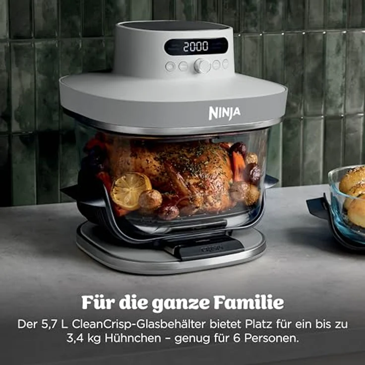 Ninja AS090EUWH Crispi Pro Heißluftfritteuse XL, 5,7L Glasbehälter, 5 Kochfunktionen, PFAS-frei, spülmaschinengeeignet – Bild 7