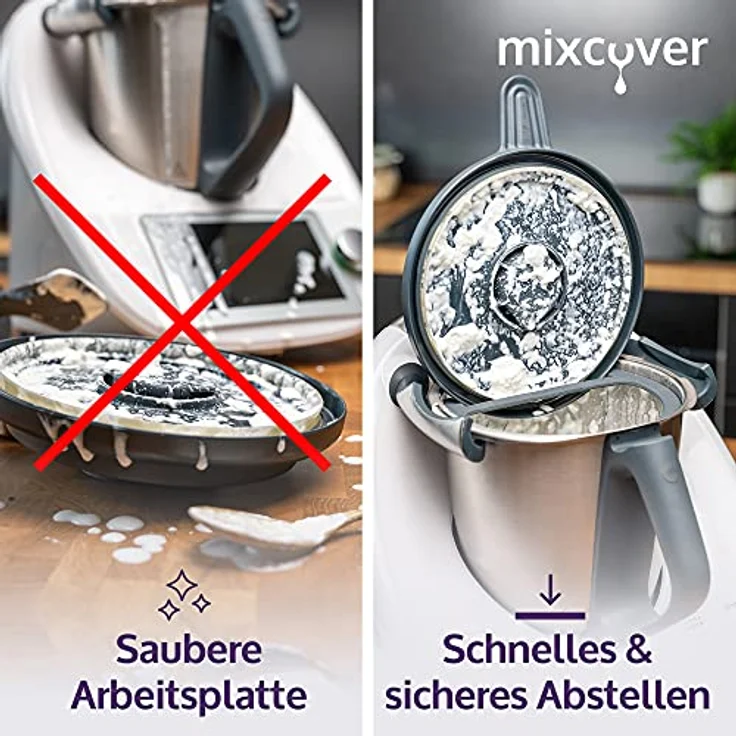 Mixcover Küchenmaschinen-Adapter mixcover Deckelhalter und Abstreifhilfe kompatibel mit Vorwerk Thermomix TM6 TM5 TM31 – Bild 2