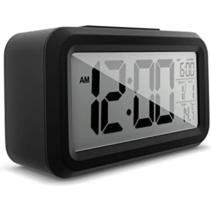 Mebus digitaler Wecker 1594101, Kunststoff Schwarz mit Lichtsensor, 2 Weckzeiten, Innenthermometer und Hintergrundbeleuchtung – Bild 4