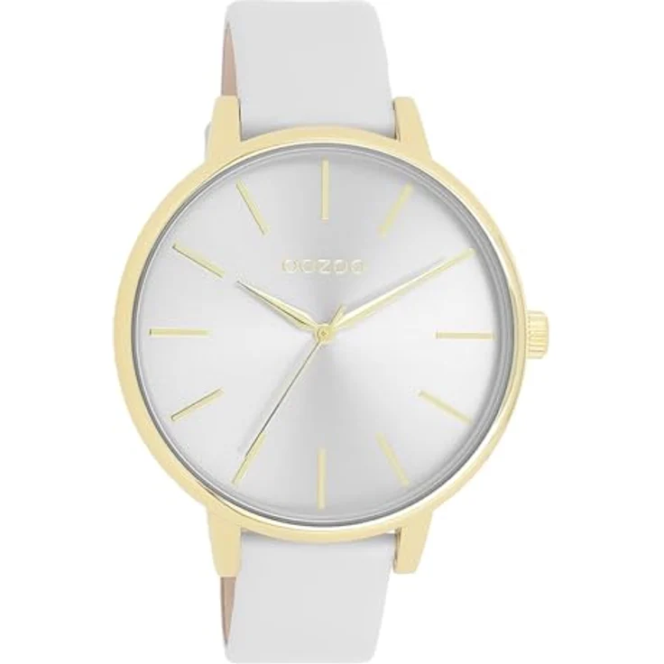 Oozoo Timepieces C11290 Damen Uhr, edle Analog-Armbanduhr mit hochwertigem Lederarmband in gold light grey/gold, 42mm Gehäusegröße, spritzwasserdicht bis 2 Bar, inkl. Geschenkverpackung – Bild 1