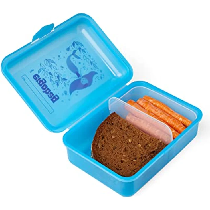 ergobag Brotdose mit Motiv und Trennfach BPA-frei Spülmaschinenfest Robust Kinderfreundlich Meerjungfrau - Blau – Bild 3