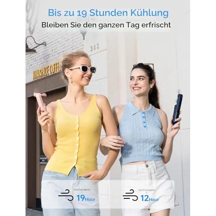 JISULIFE Mini Handventilator 3-in-1, wiederaufladbar mit Powerbank und Taschenlampe, bis zu 19 Stunden Betriebsdauer, tragbarer Ventilator für Reisen/Sommer, Blau – Bild 3