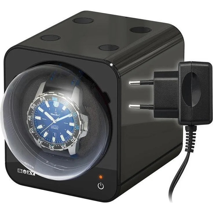 Boxy Uhrenbeweger Fancy Brick 309394, programmierbarer Uhrendreher für alle Automatikuhren mit Touch-Sensor und großer Gehäuseabdeckung