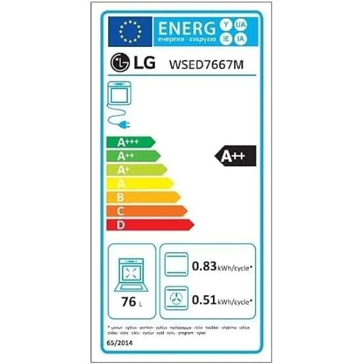 LG WSED7667M, Elektrischer Ofen mit 76 l Garraum, Energieeffizienz A++, Lüfterunterstützt, 30 - 250 °C – Bild 28
