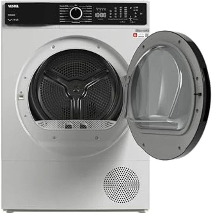 Vestel TDI 89302 WIFI Wärmepumpentrockner, 8 kg, Energieeffizienzklasse C, Pearl Drum, 15 Programme, WLAN-Steuerung, Kindersicherung, Weiß – Bild 3