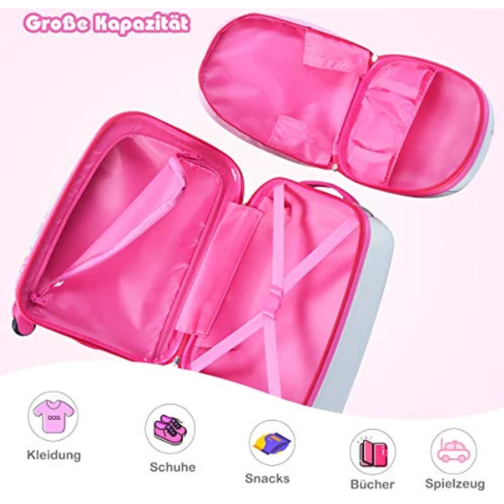 KOMFOTTEU Kinderkoffer mit Rucksack, Kinder Trolley Gepäck, leicht und stabil, PC- und ABS-Material, blau – Bild 4