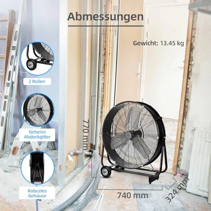 Be Cool BCIWM60CM, Ventilator mit 230 W Motor, neigungsverstellbar, Schwarz – Bild 6