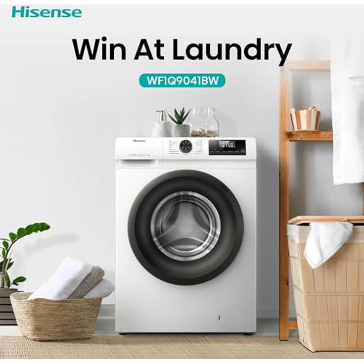 Hisense WF-1-Q-9041-BW, 9 kg Waschmaschine mit Energieeffizienzklasse A, Dampfwäsche und 15-Minuten-Programm, weiß – Bild 9
