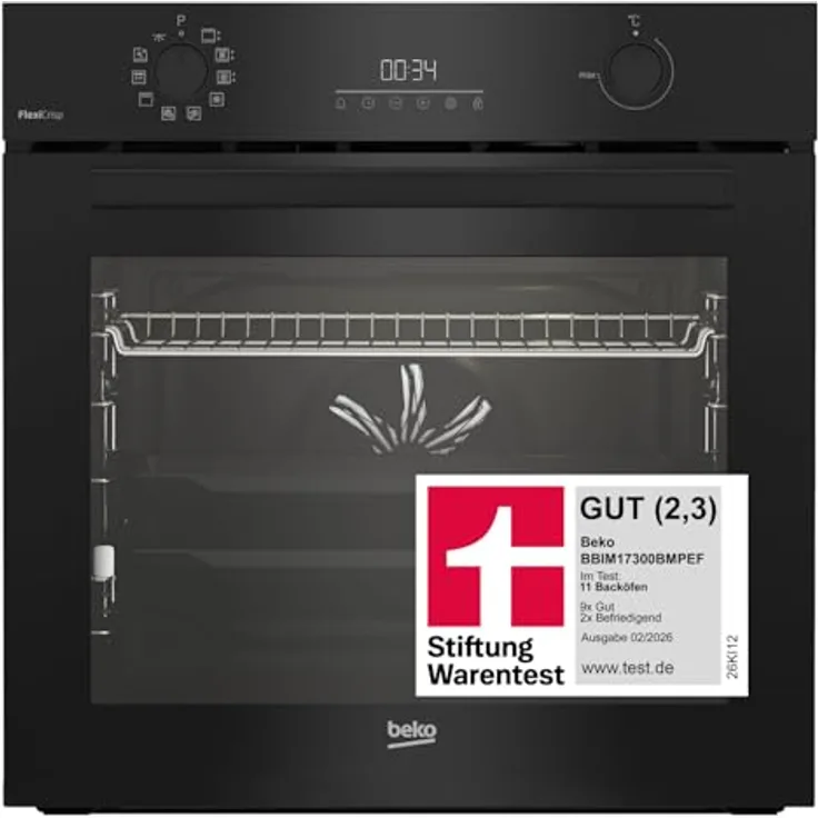 Beko BBIM17300BMPEF Einbaubackofen 72 l Pyrolyse Teleskopauszug Umluft Heißluft Grill A+