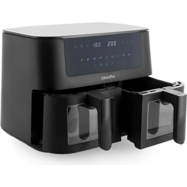 GREENPAN Heißluftfritteuse Bistro, Dual Zone Airfryer für gleichzeitiges Garen, schwarz – Bild 2