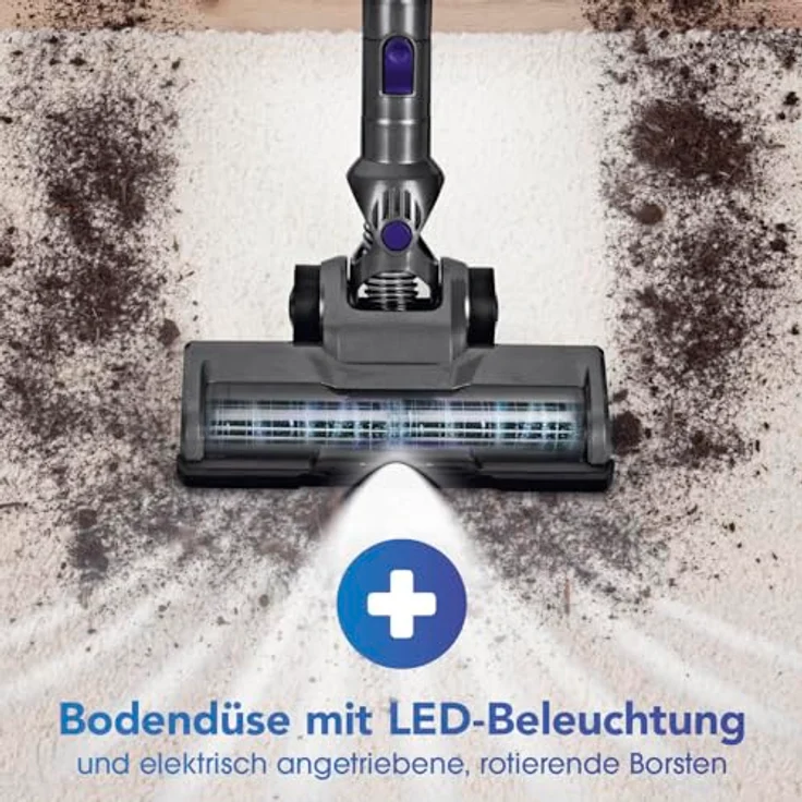 CLEANmaxx Akku-Zyklonstaubsauger Plus | Kabellos & leise für eine gründliche Reinigung | Mit praktischer LED-Beleuchtung, 3 Aufsätzen & cleverem Filter-Reinigungssystem - Preisvergleich – Bild 4