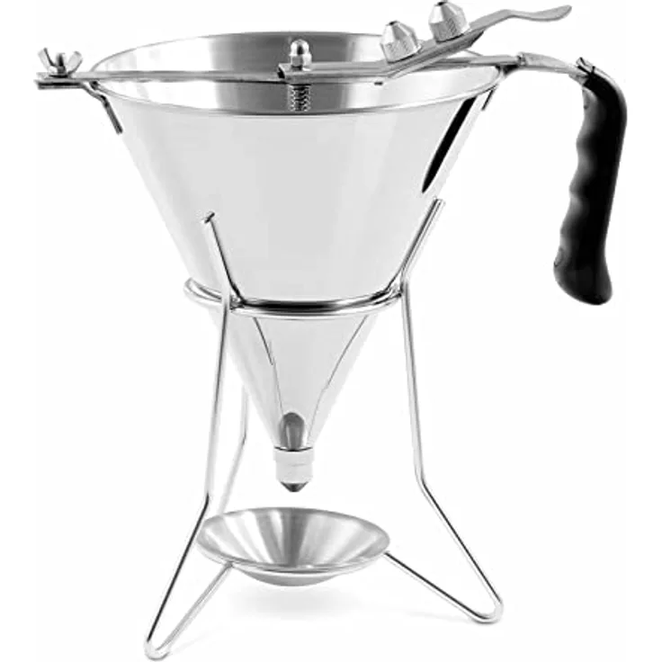 Royal Catering Likörtrichter 1,8 l Edelstahl Dosieröffnung: 4,5,6 mm mit Ständer und Auffangschale