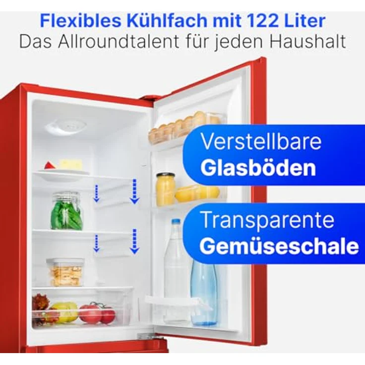 Bomann KG 320.2 W Kühl-Gefrierkombination, freistehend, rot, Breite 49.5 cm, Energieklasse E – Bild 4