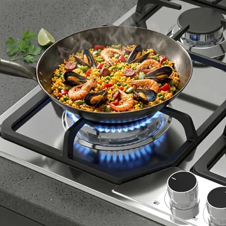 KKT KOLBE G604ED Gaskochfeld 58 cm, autark, 7,9 kW, 4-flammig, stufenlos regelbar, Wok-Zone, Edelstahl mit gusseisernen Topfträgern – Bild 4