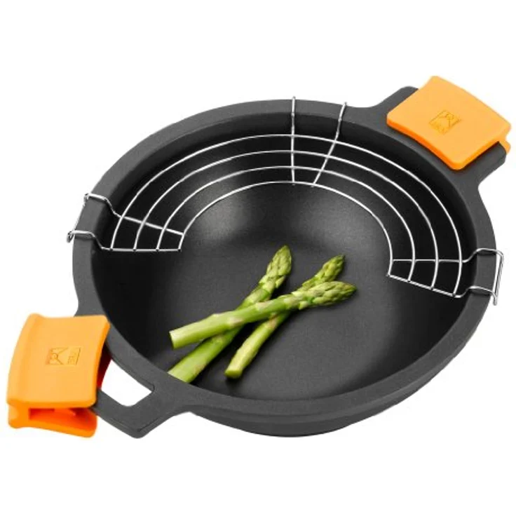 BRA Efficient Wok-Pfanne 28 cm mit Glasdeckel, Silikongriffen und 4,2 Litern Inhalt – Bild 4
