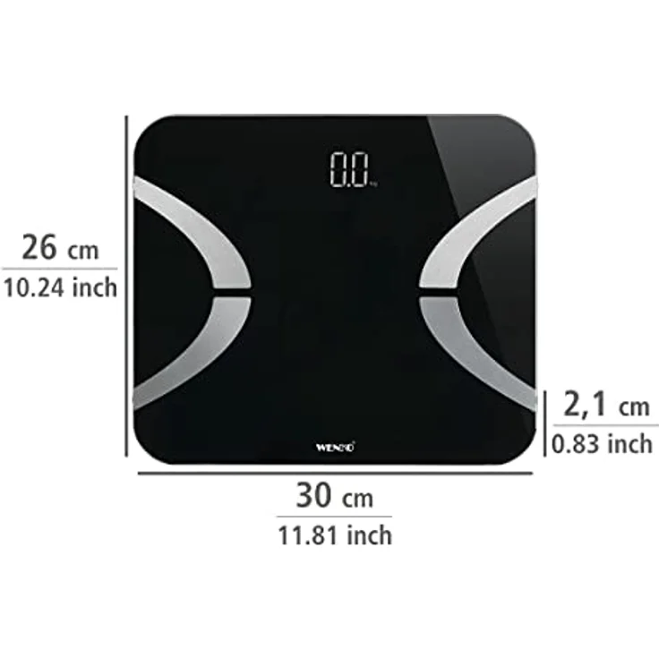 WENKO Personenwaage Smart Body 24462100, LED, 30 x 26 cm, schwarz – Bild 5