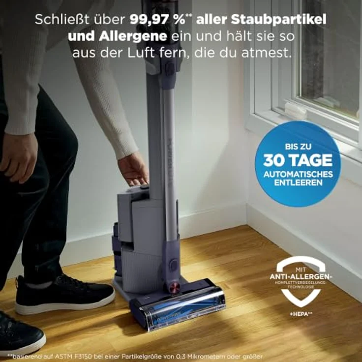 Shark BU3621EUT, Akku-Stielstaubsauger mit automatischer Absaugstation und motorisierter Bodendüse für Tierhaare – Bild 4