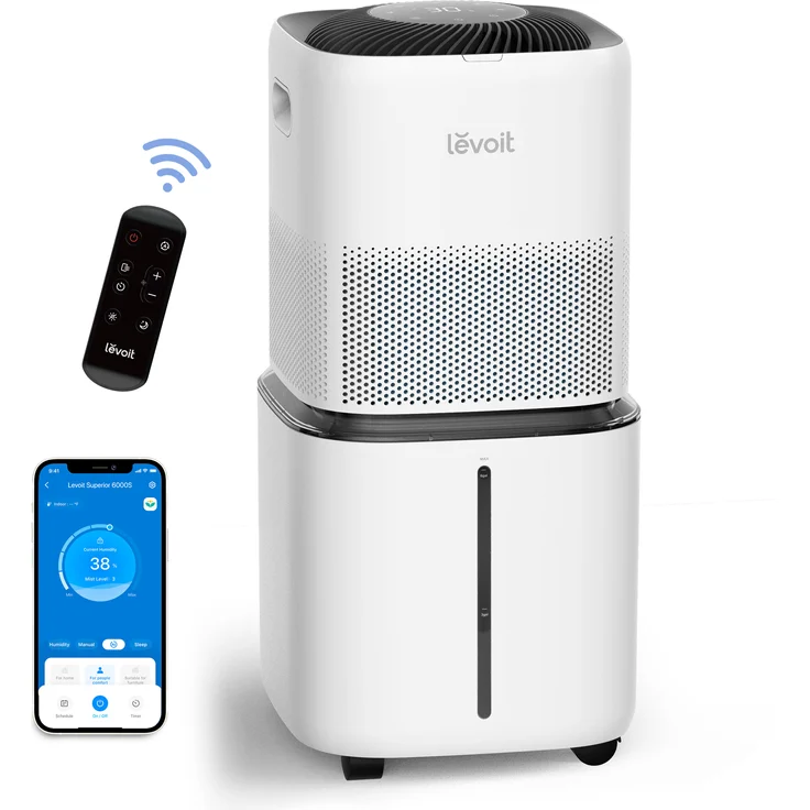 Levoit Superior LEH-S601S-WEUR Luftbefeuchter, 3 Geschwindigkeitsst., Timerfunktion, Trocken-, Schlaf- & Auto-Modus, Check Filter & Wasser Anzeige, Display Off & Lock Option