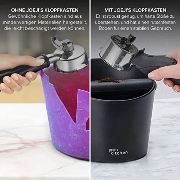 Joejis Abklopfbehälter Klopfbox für Siebträger Zubehör Maschinen Espresso - Knock Box Abschlagbox für Kaffeesatz - Kaffee Abschlagbehälter Barista - Schwarz – Bild 4