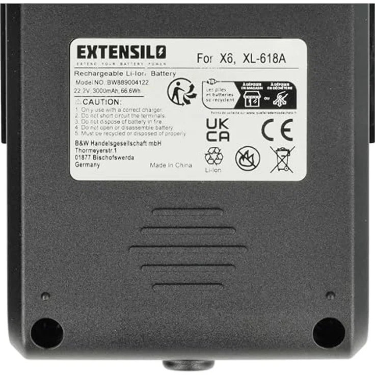 EXTENSILO Akku Ersatz für Moosoo XL-618A Staubsauger (3000 mAh, 22,2 V, Li-Ion) – Bild 5