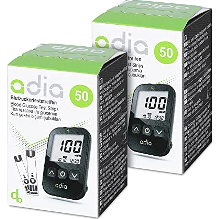 adia Blutzuckermessgerät (mg/dl) + 110 Blutzuckerteststreifen + 110 Universal-Lanzetten, Stechhilfe: Maxi-Sparset zur Blutzucker-Selbstkontrolle bei Diabetes – Bild 4