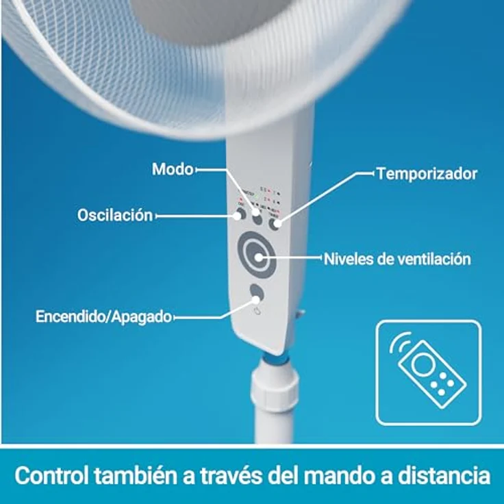 Ventilator mit Fernbedienung, Timer | Stand Standventilator CoolBreeze 4000 | Leise 40 cm Durchmesser, 50 Watt | Fan Windmaschine Weiss | für Bett, Schlafzimmer, Büro, Wohnung, Terrasse | von SUNTEC – Bild 4