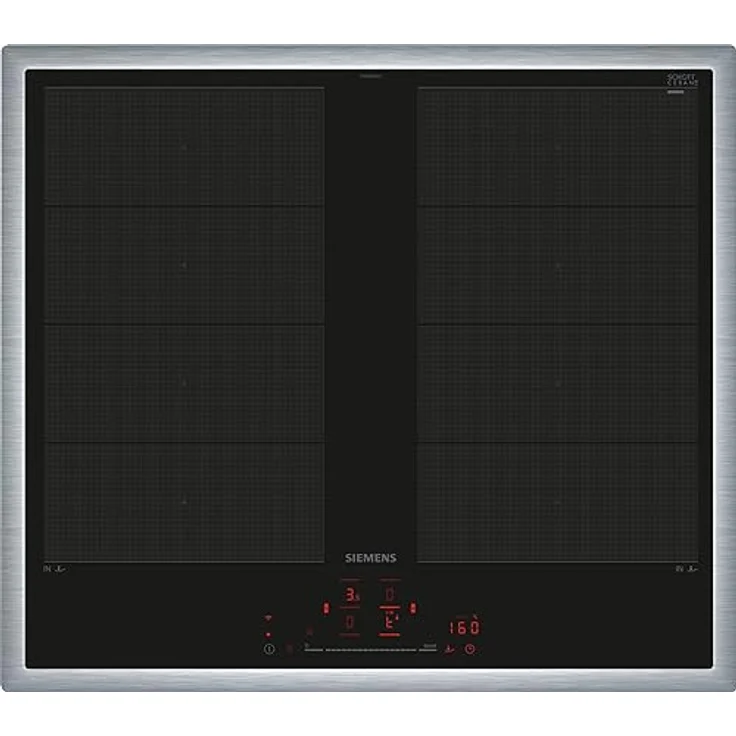 Siemens EX645HXC1E iQ700, Smartes Induktionskochfeld, 60 cm, Schwarz, Mit Rahmen aufliegend, varioInduktion, TouchSlider, Bratensensor Pro - Braten ohne Anbrenngefahr – Bild 1