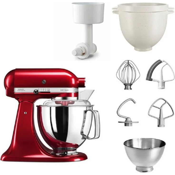 KitchenAid 5KSM175 Kuechenmaschine Breadlover Set, Premiummodell Artisan 4,8 L, inkl. Brotbackschüssel