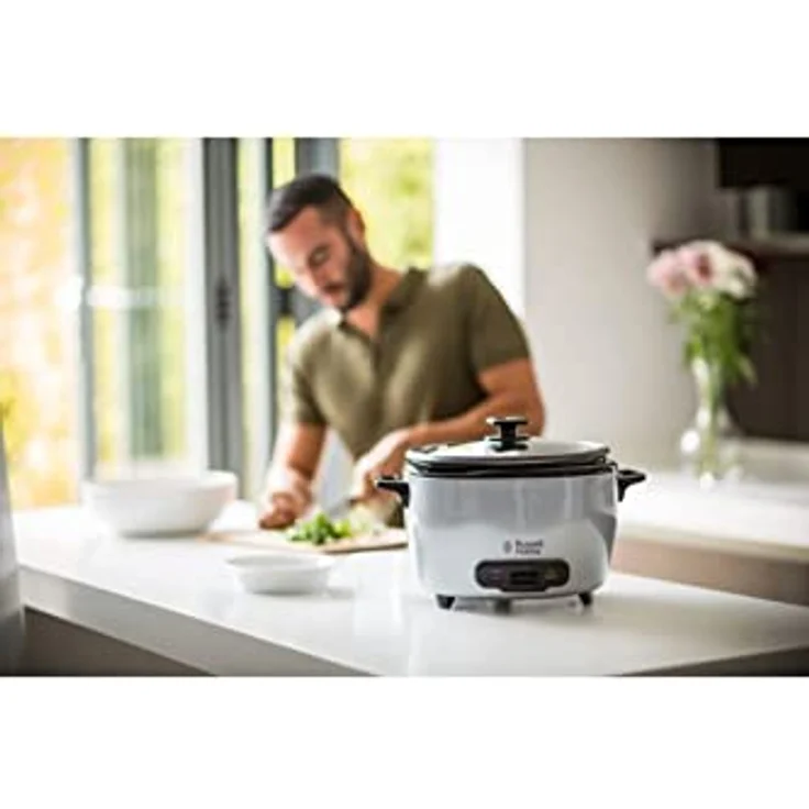 Russell Hobbs Reiskocher Maxi 2,5l inkl. Dampfgarer-Einsatz Warmhaltefunktion, antihaftbeschichteter Gartopf, Reislöffel & Messbecher Schongarer für Gemüse & Fisch, MaxiCook 23570-56 – Bild 6