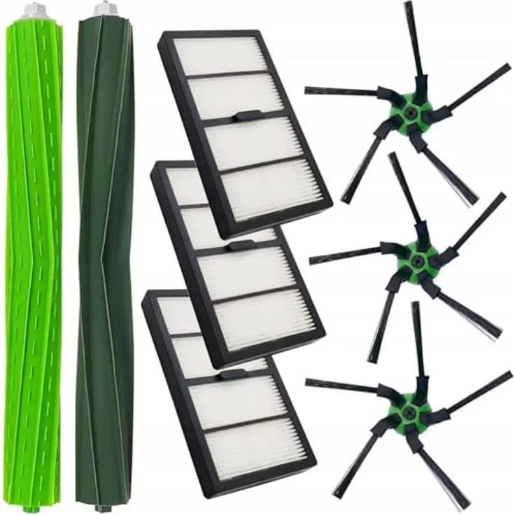 ROSFIX Servicekit Ersatzteil Set für Saugroboter – 8-teilig, 2 Gummiwalzen, 3 HEPA-Filter, 3 Seitenbürsten, kompatibel mit iRobot Roomba S9 (9150) und S9+ (9550) – Bild 1