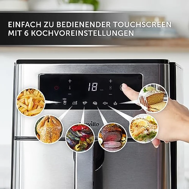 Breville Halo Heißluftfritteuse | Digitale 9-Liter-Heißluftfritteuse | 1700 W Leistung für schnellere Ergebnisse | 50 % Energieeffizienter | 65 % mehr Platz zum Kochen [VDF131X] | EU-Stecker – Bild 3