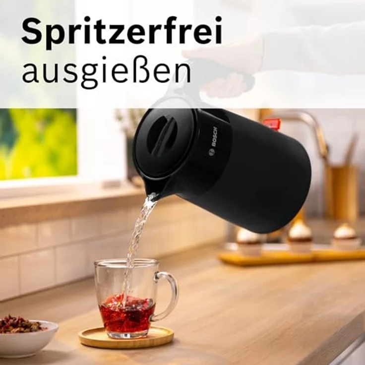 Bosch kabelloser Wasserkocher MyMoment TWK2M163, Abschaltautomatik, Überhitzungsschutz, Tassenanzeige, entnehmbarer Kalkfilter, Trockengehschutz, Dampfstopp-Automatik, 1,7 L, 2400 W, Schwarz matt – Bild 4