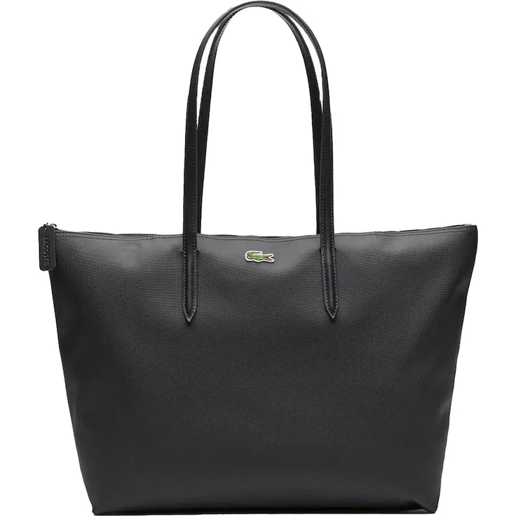 Lacoste L1212 Core Essentials Crossover Bag, einfarbige Handtasche mit Reißverschluss und Krokodil-Logo, schwarz