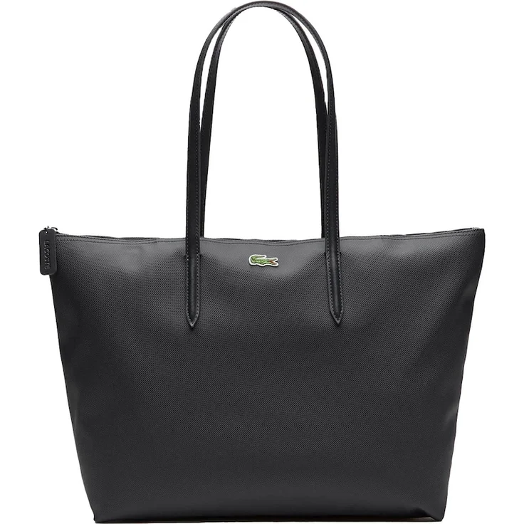 Lacoste L1212 Core Essentials Crossover Bag, einfarbige Handtasche mit Reißverschluss und Krokodil-Logo, schwarz
