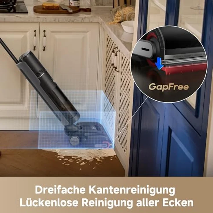 dreame H15S Nass- und Trockensauger, 21.000 Pa Saugkraft, KI-Roboterarm, 3-fache Kantenreinigung, verhedderungsfrei, flaches 180°-Design, App-Steuerung – Bild 2