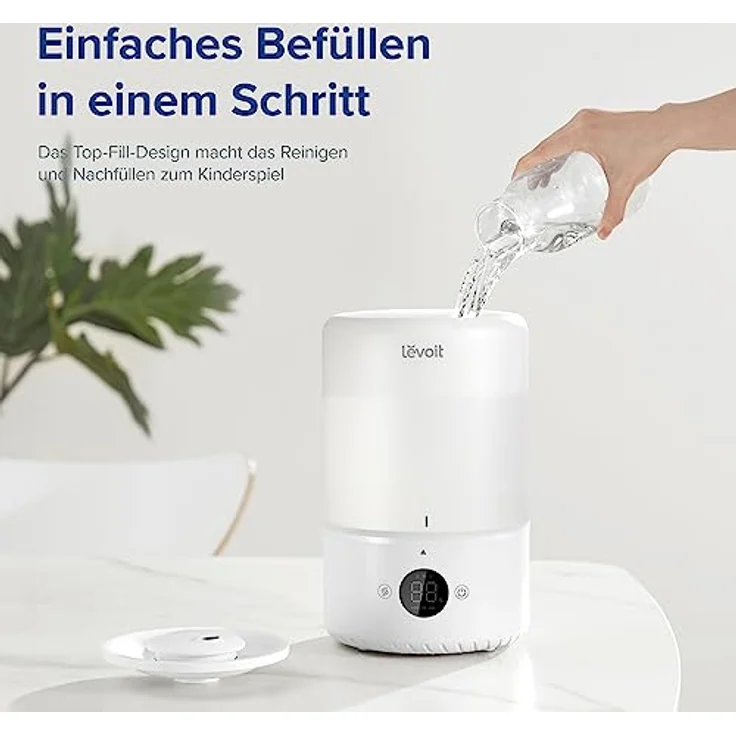 LEVOIT 3L Top Fill Luftbefeuchter, 360° Drehbare Düse Cool Mist Humidifier, 300 ml/H Nebelvolumen, 26dB leise, 25H BPA-Frei Raumluftbefeuchter & Aroma Diffuser für Kinderzimmer Schlafzimmer Pflanzen – Bild 5
