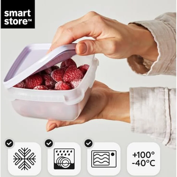 SmartStore Frischhaltedosen 0.5L 5er Set, BPA-freie Kühlschrank- und Gefrierboxen, mikrowellengeeignet, stapelbar und spülmaschinenfest – Bild 3