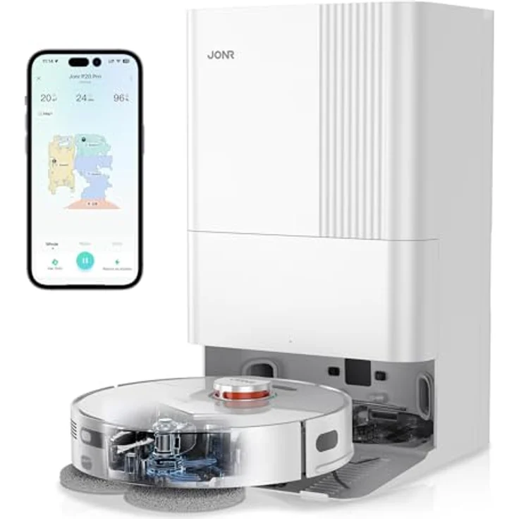 JONR P20 Pro Saugroboter mit Wischfunktion und Hubmop, 8000Pa All-in-One Reinigungsstation, Hindernisvermeidung, Adaptive Kantenreinigung, Heißlufttrocknung – Bild 1