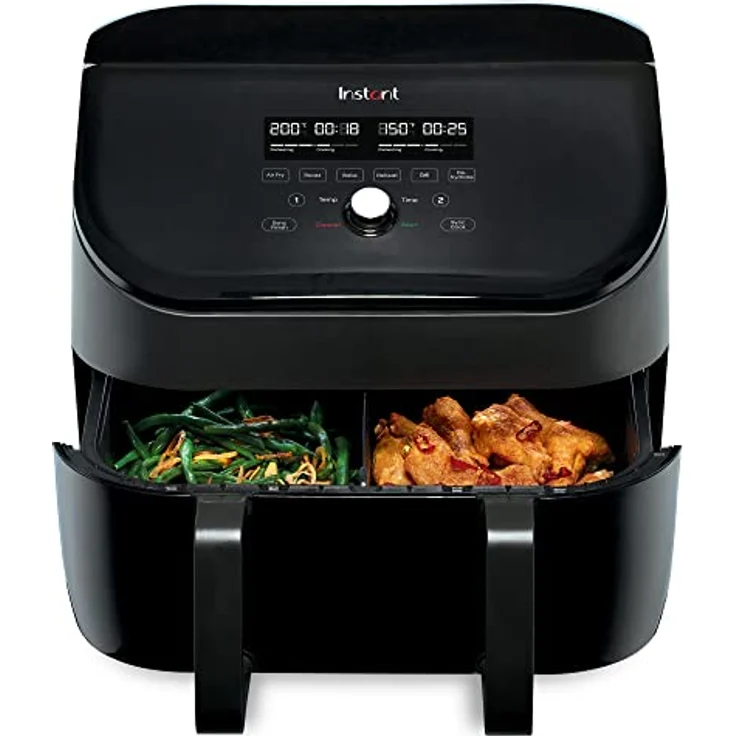 Instant Vortex Plus VersaZone Heißluftfritteuse - 8.5L Digitaler Air Fryer, Schwarz, 8-in-1 Smart Programme - Frittieren, Backen, Braten, Grillen, Dörren, Aufwärmen, XL Kapazität - 1700W – Bild 1