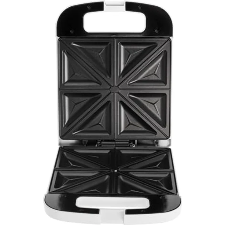 Adler AD 3055w Sandwichmaker, Sandwichtoaster für 4 Sandwiches mit Antihaftbeschichtung und Cool-Touch-Griff, weiß – Bild 4